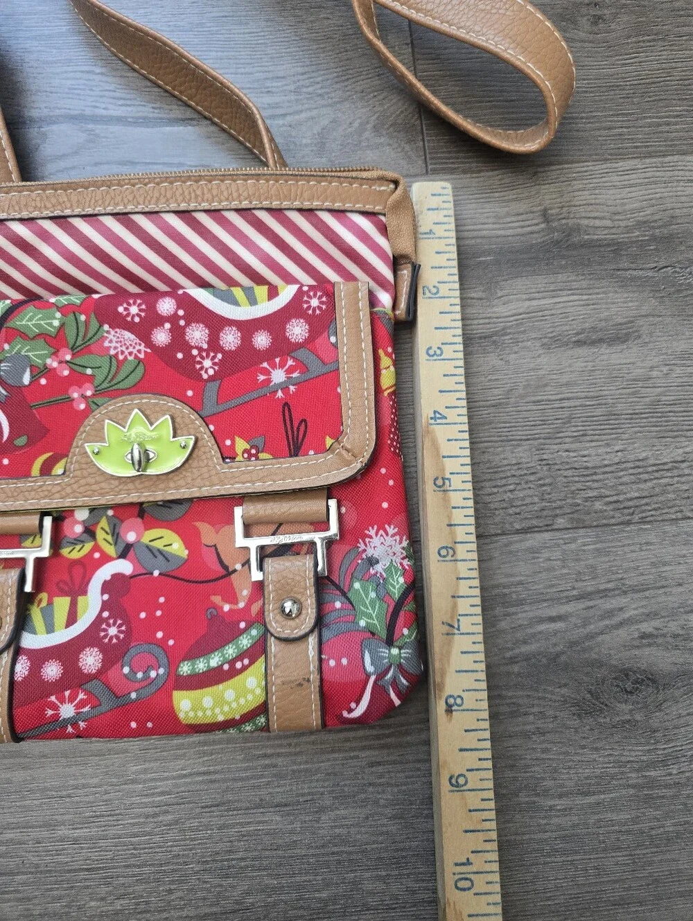 Lily Bloom Christmas Front Pocket Crossbody Bag Holiday Festive